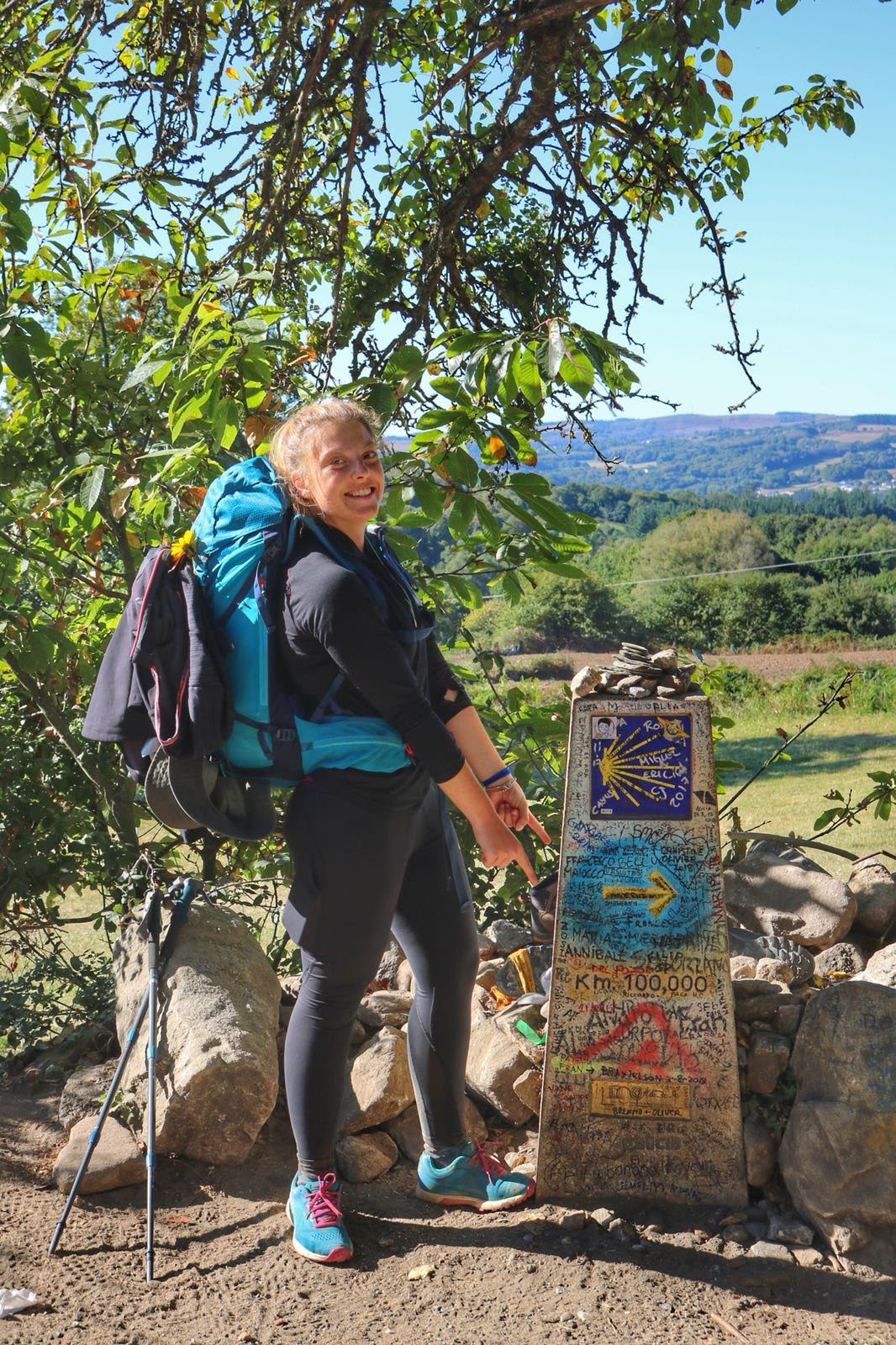 Il cippo dei 100 km sul Cammino di Santiago